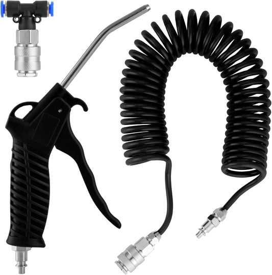 Fippy Pistola de Aire para Camiones con Manguera de Retroceso de 5 Metros(5 * 8mm), Pistola de Plumero de Aire para Camiones con Conector, Negro