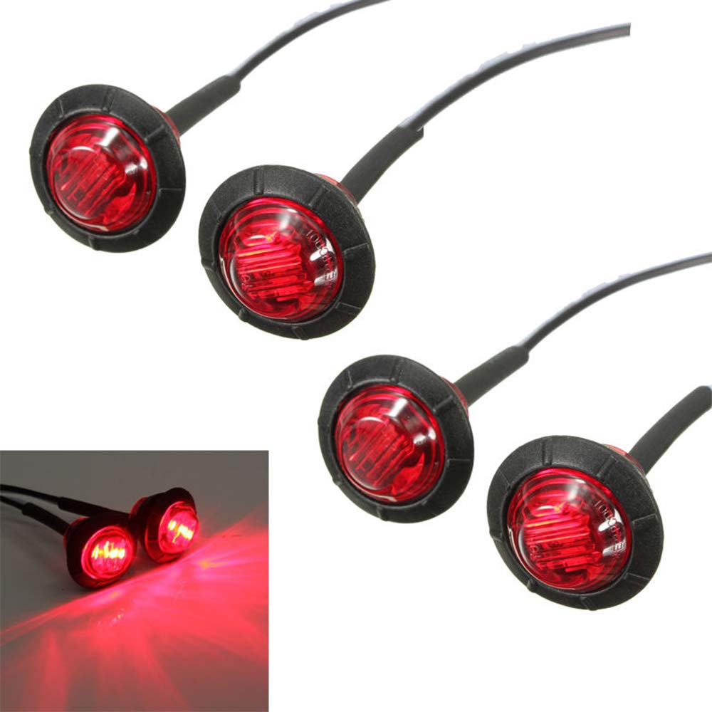 Ricoy - Luz LED redonda de 3/4 pulgadas para marcador delantero y trasero, impermeable, 12 V, para coche o camión (10 Blanco + 10 Amarillo +10 rojo)