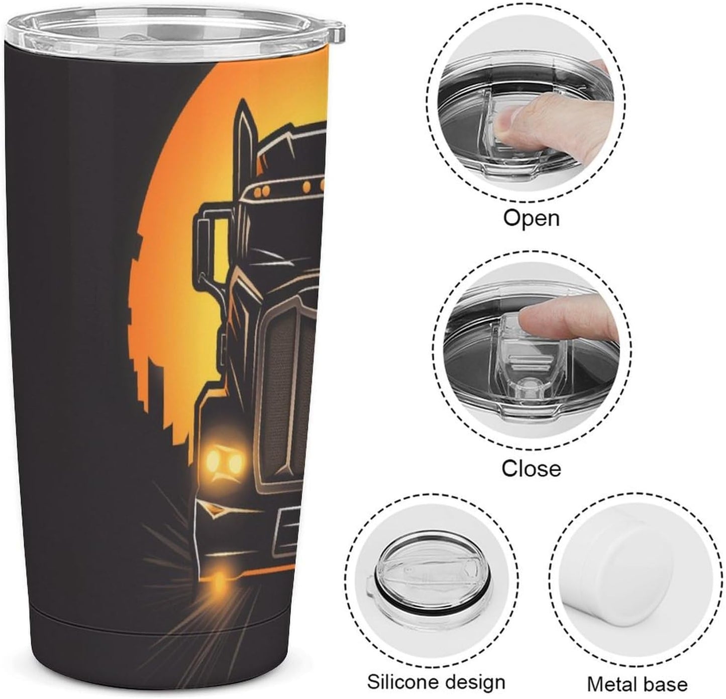 Camion grande Vaso Térmico Aislante - Ideal Para Café Y Bebidas Calientes - Termo Con Tapadera Segura Y Diseño Duradero 20oz