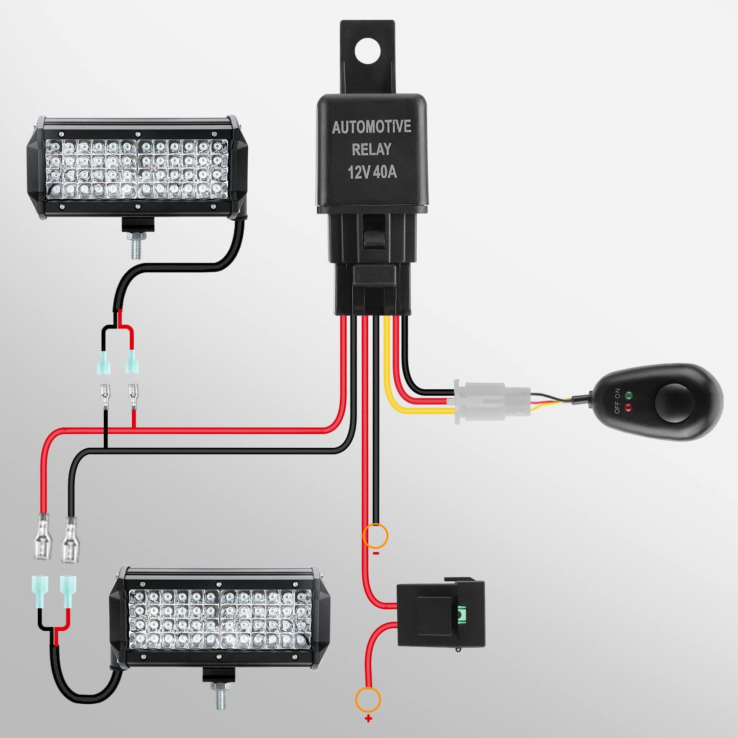 Kraumi Faro Trabajo LED de Coche 12V 7’’ 300W Faros Led 27,000LM 6000K IP67 Impermeable Off-road Foco para Moto ATV SUV Tractor Camión Barco