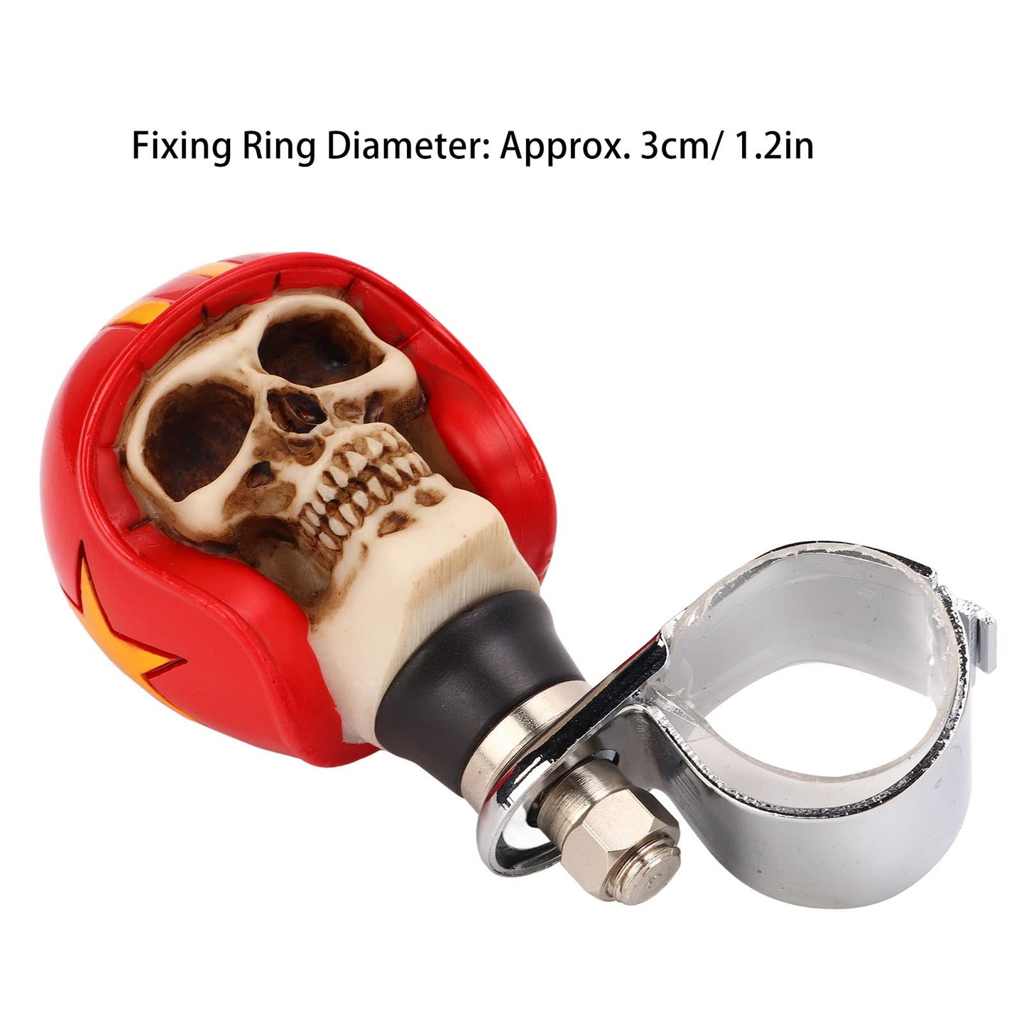 Rueda Giratoria para Volante de Calavera, Perilla Giratoria para Volante de 3 Cm, Rueda Giratoria con Forma de Calavera para Coches, Camiones, Tractores y Barcos (Rojo)