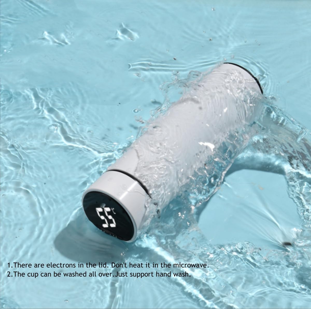 Botella de agua inteligente de acero inoxidable, termo, taza de viaje con pantalla táctil LCD inteligente, mantiene caliente o frío, portátil, para té, café, vacío, aislamiento al vacío en paredes