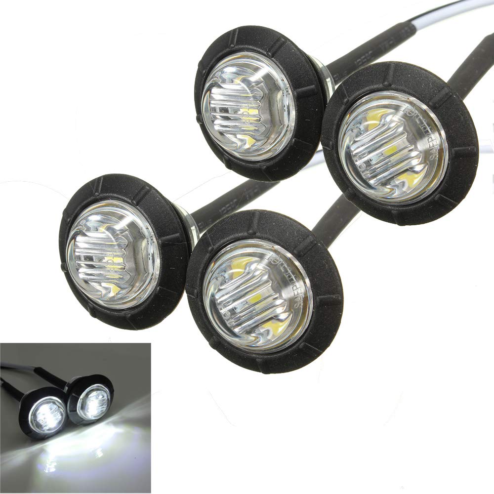 Ricoy - Luz LED redonda de 3/4 pulgadas para marcador delantero y trasero, impermeable, 12 V, para coche o camión (10 Blanco + 10 Amarillo +10 rojo)