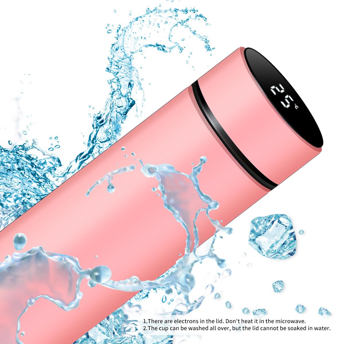 Botella de agua inteligente de acero inoxidable, termo, taza de viaje con pantalla táctil LCD inteligente, mantiene caliente o frío, portátil, para té, café, vacío, aislamiento al vacío en paredes
