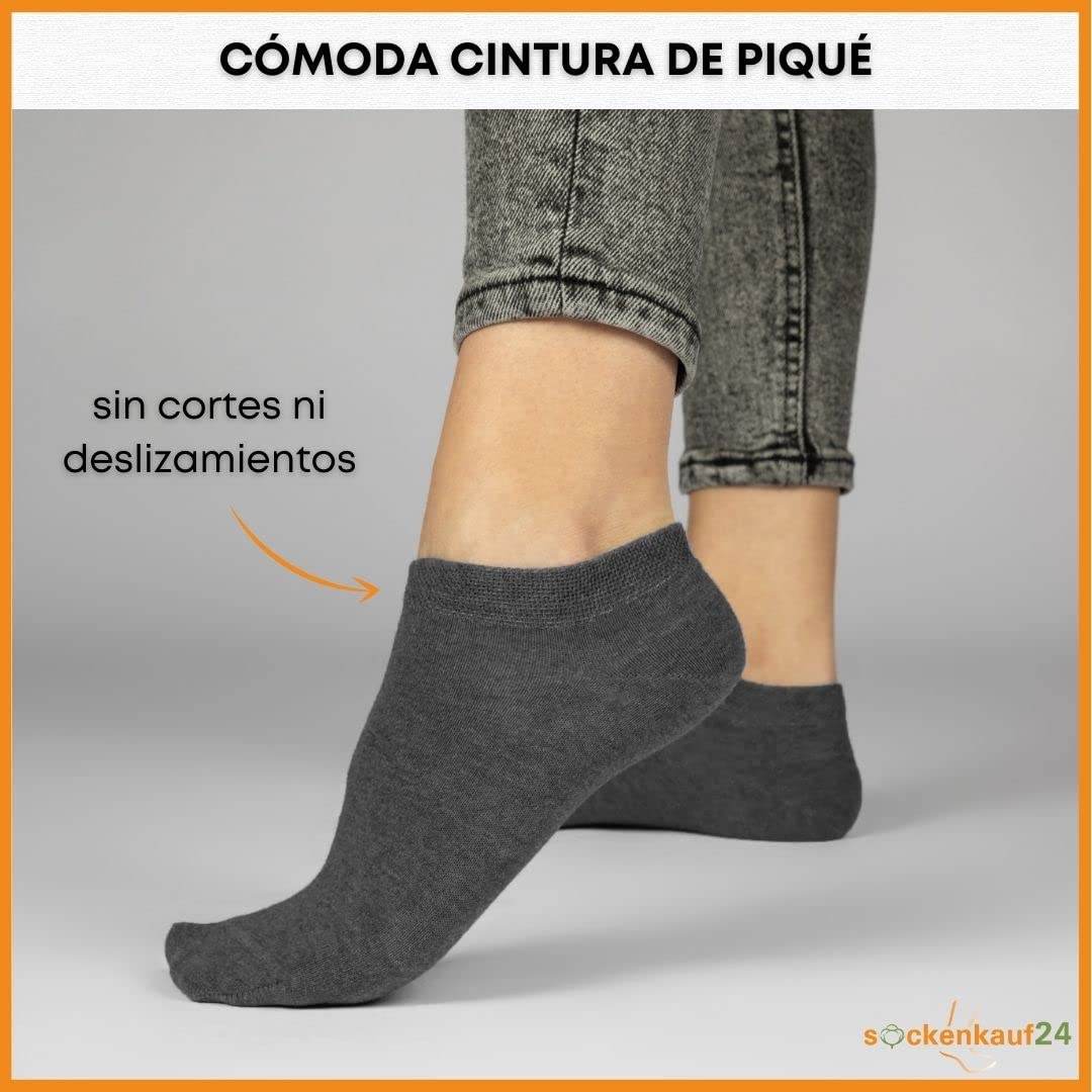 sockenkauf24 10 Pares Calcetines Tobilleros Hombre Mujer Calcetines Cortos Algodón Transpirables