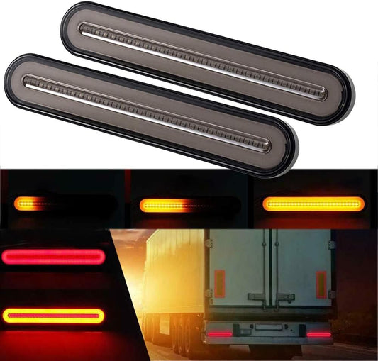 GSRECY Amarillo y rojo 100 LED Detener dinámico Fluir Señal de giro Freno Luz trasera Luz trasera Trailer Camión Camión (Paquete de 2)
