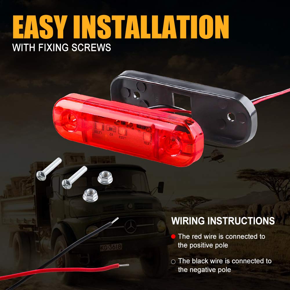 yifengshun 4 uds luz indicadora de marcador lateral LED luces de posición laterales traseras delanteras 12 V para camión Camper Van Camión RV luces de marcador（Ámbar）