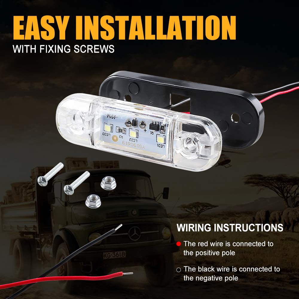 yifengshun 4 uds luz indicadora de marcador lateral LED luces de posición laterales traseras delanteras 12 V para camión Camper Van Camión RV luces de marcador（Ámbar）