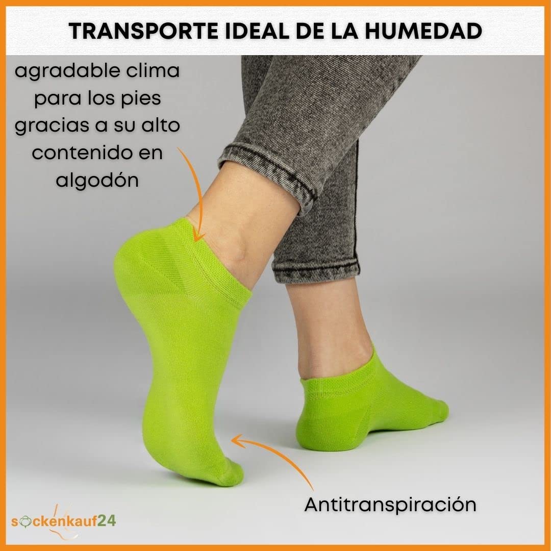 sockenkauf24 10 Pares Calcetines Tobilleros Hombre Mujer Calcetines Cortos Algodón Transpirables