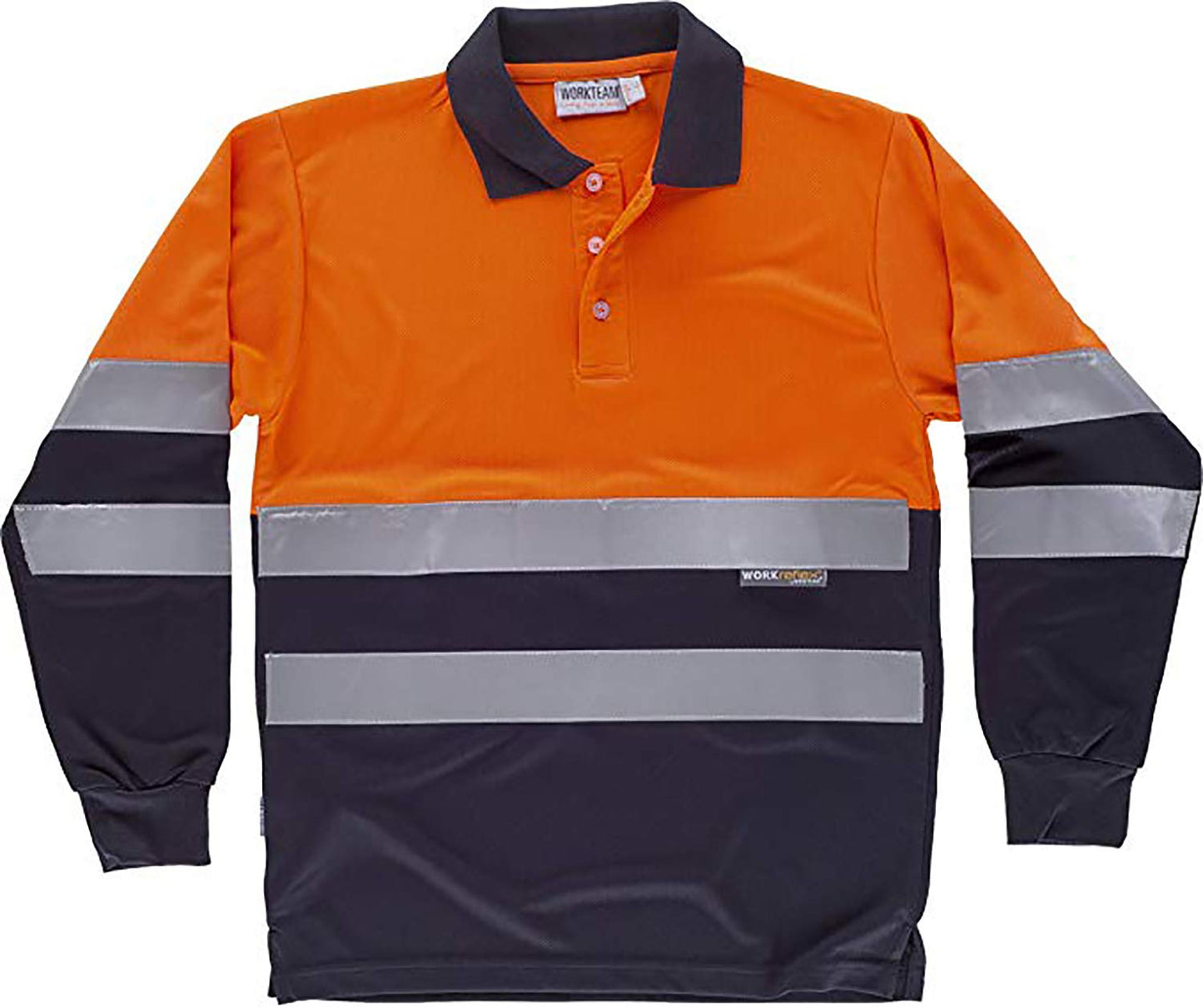 Work Team Polo Combinado Alta Visibilidad Manga Larga, Cintas Reflectantes Torso y Mangas. EN ISO 20471:2013 Hombre