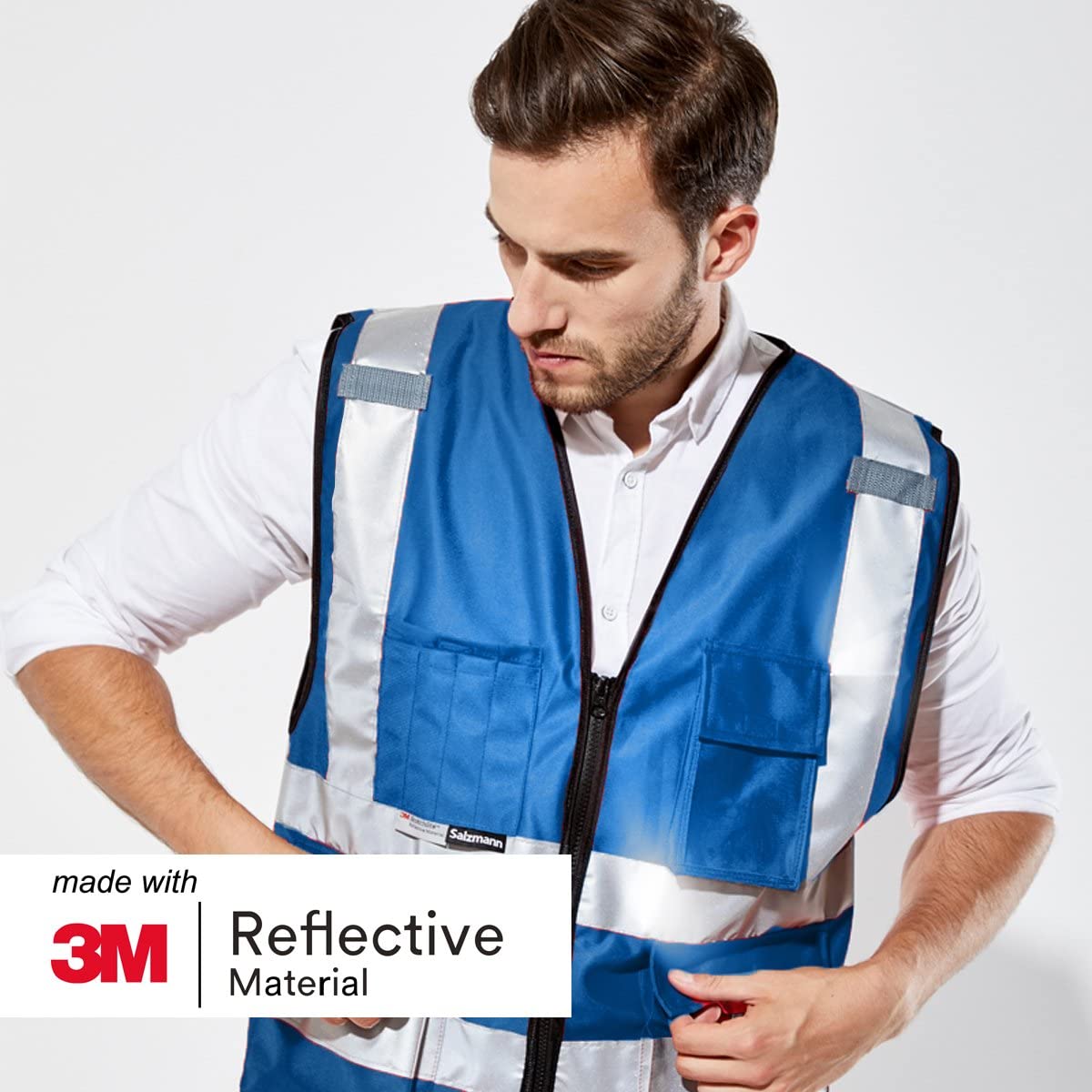 Salzmann Chaleco de Seguridad - Chaleco de Trabajo Multibolsillos - Hecho con cinta reflectante 3M
