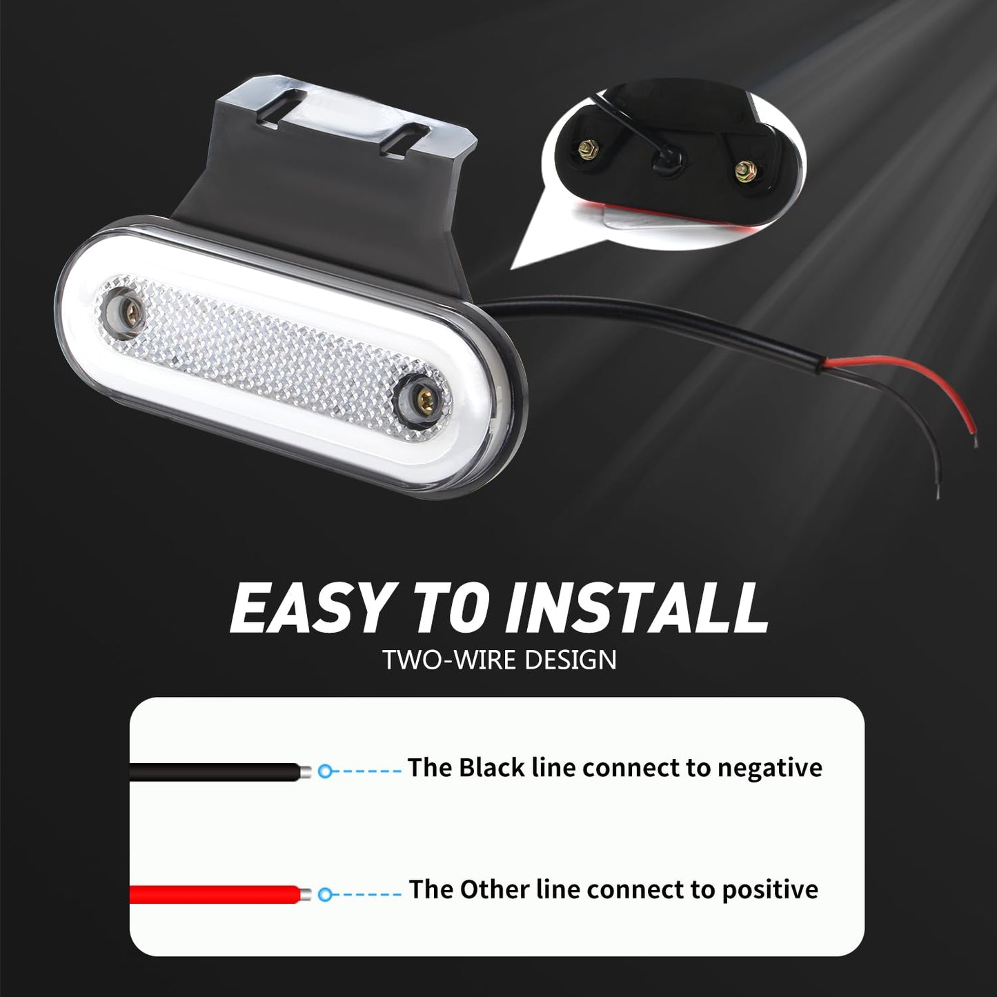 Teguangmei 10PCS LED Luces de Posición Lateral con Soporte 12-24V Posición Lateral 20 LED Luz de Advertencia Utilizada Para Luces de Marcador de Camión Remolque Caravana (Ámbar)