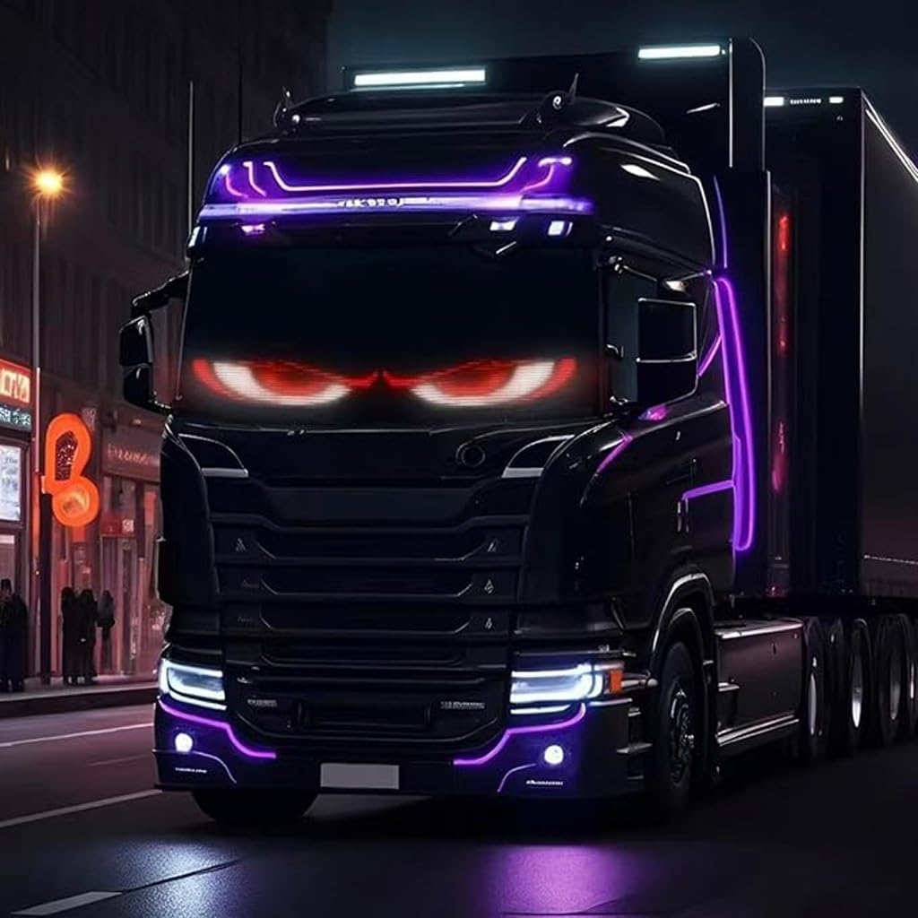 Ojos LED para Camion, Pantalla LED Flexible Coche Programable Grande, Ojos de Diablo para Coche, para Bricolaje, Dinámica, Pantalla Suave(70x173mm)