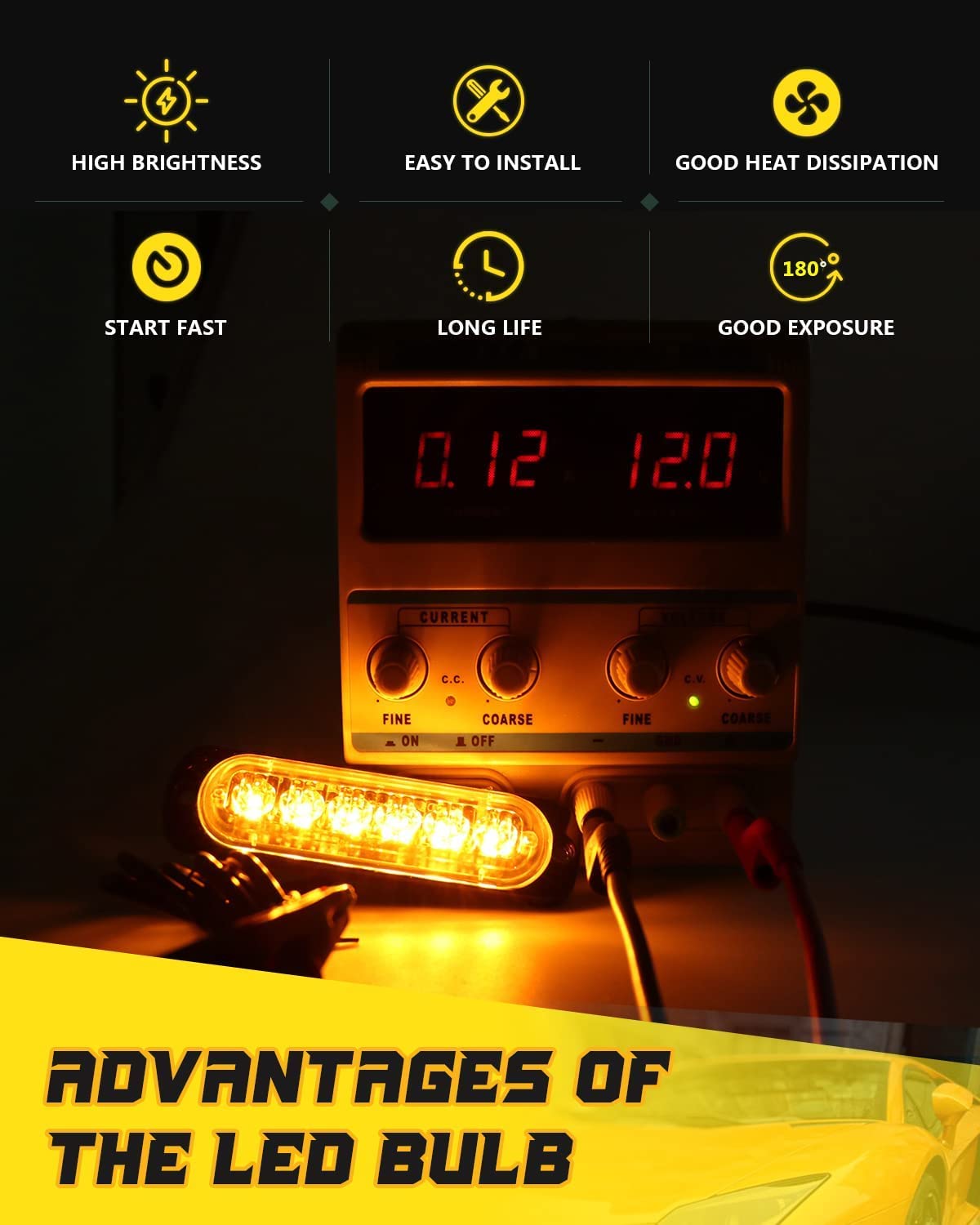 DEFVNSY - Paquete de 4-6 LED Marcador lateral blanco ámbar 12V-24V DC Marcador lateral de camión de coche Luz indicadora Barra de luz Luz de separación Luces estroboscópicas para remolque
