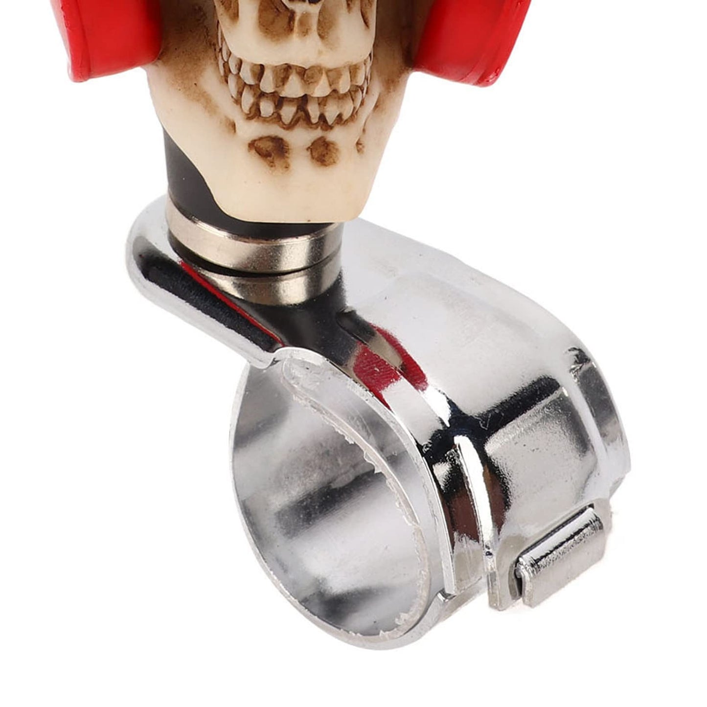 Rueda Giratoria para Volante de Calavera, Perilla Giratoria para Volante de 3 Cm, Rueda Giratoria con Forma de Calavera para Coches, Camiones, Tractores y Barcos (Rojo)