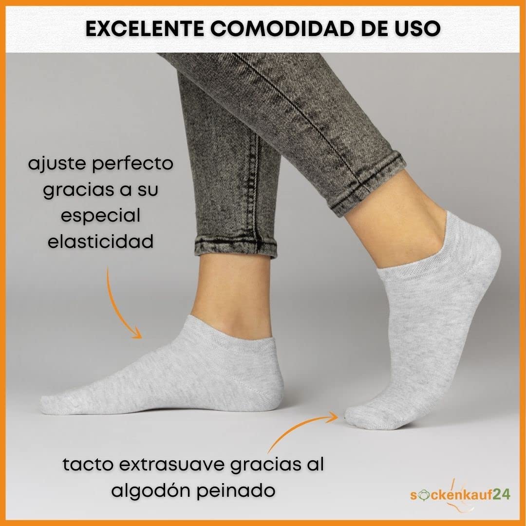 sockenkauf24 10 Pares Calcetines Tobilleros Hombre Mujer Calcetines Cortos Algodón Transpirables