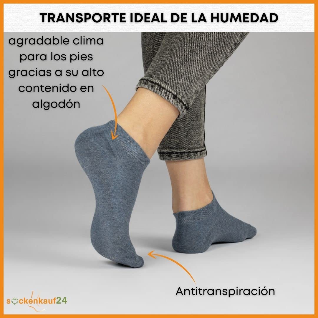 sockenkauf24 10 Pares Calcetines Tobilleros Hombre Mujer Calcetines Cortos Algodón Transpirables