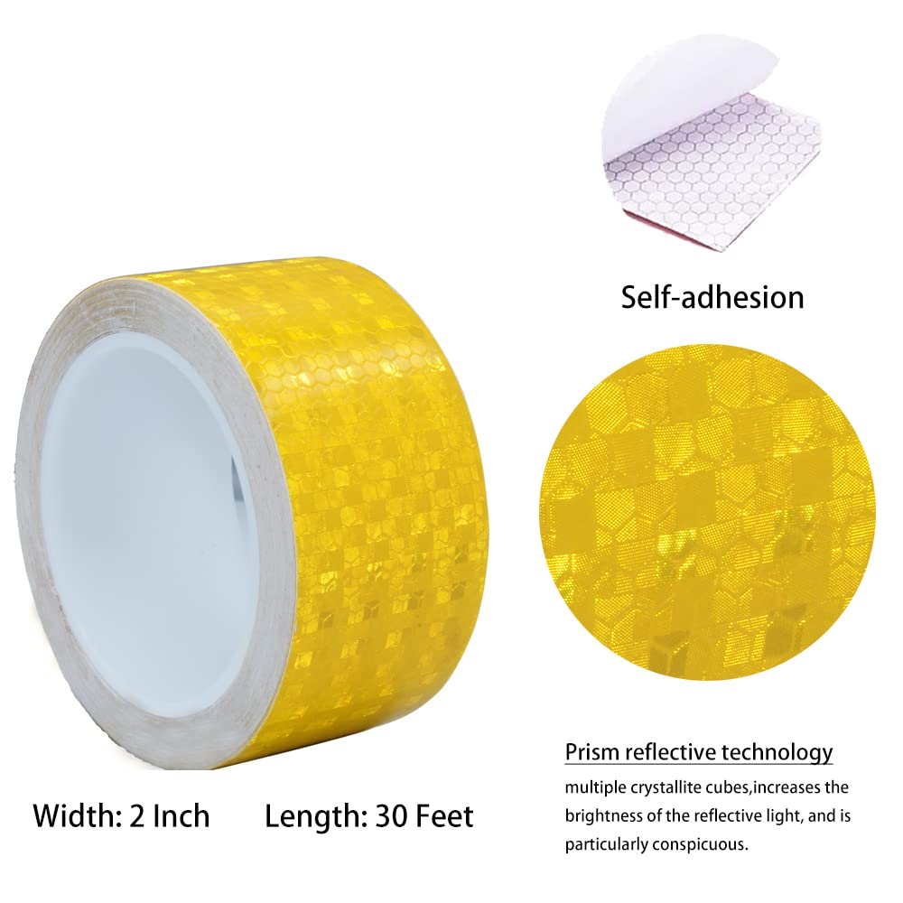 YXSF Cinta reflectante fluorescente amarilla, Cinta reflectante Adhesivo 5 cm × 10 m, Cinta reflectante impermeable autoadhesiva al aire libre de alta visibilidad, adecuada para vehículos