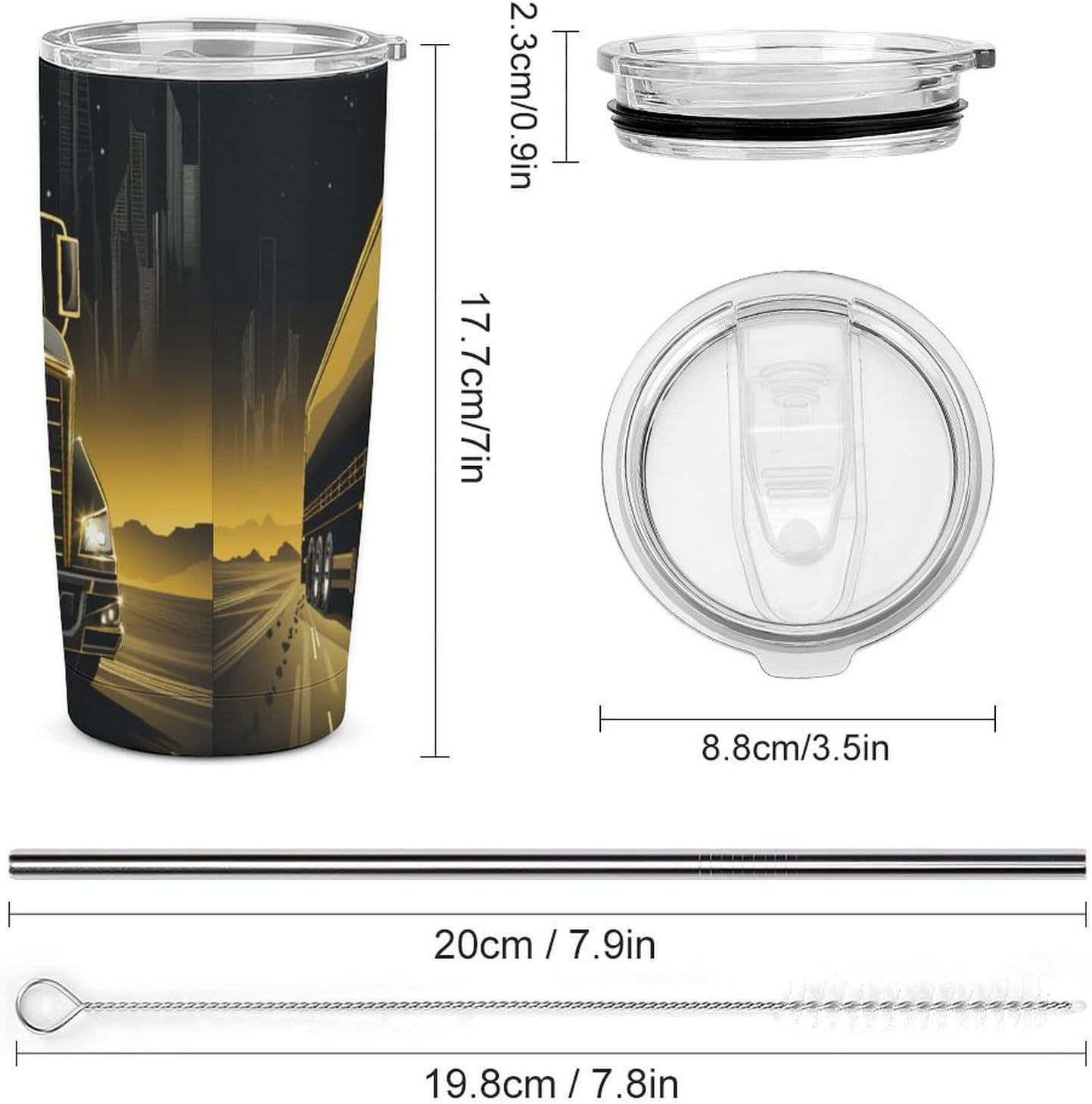 Camion grande Vaso Térmico Aislante - Ideal Para Café Y Bebidas Calientes - Termo Con Tapadera Segura Y Diseño Duradero 20oz
