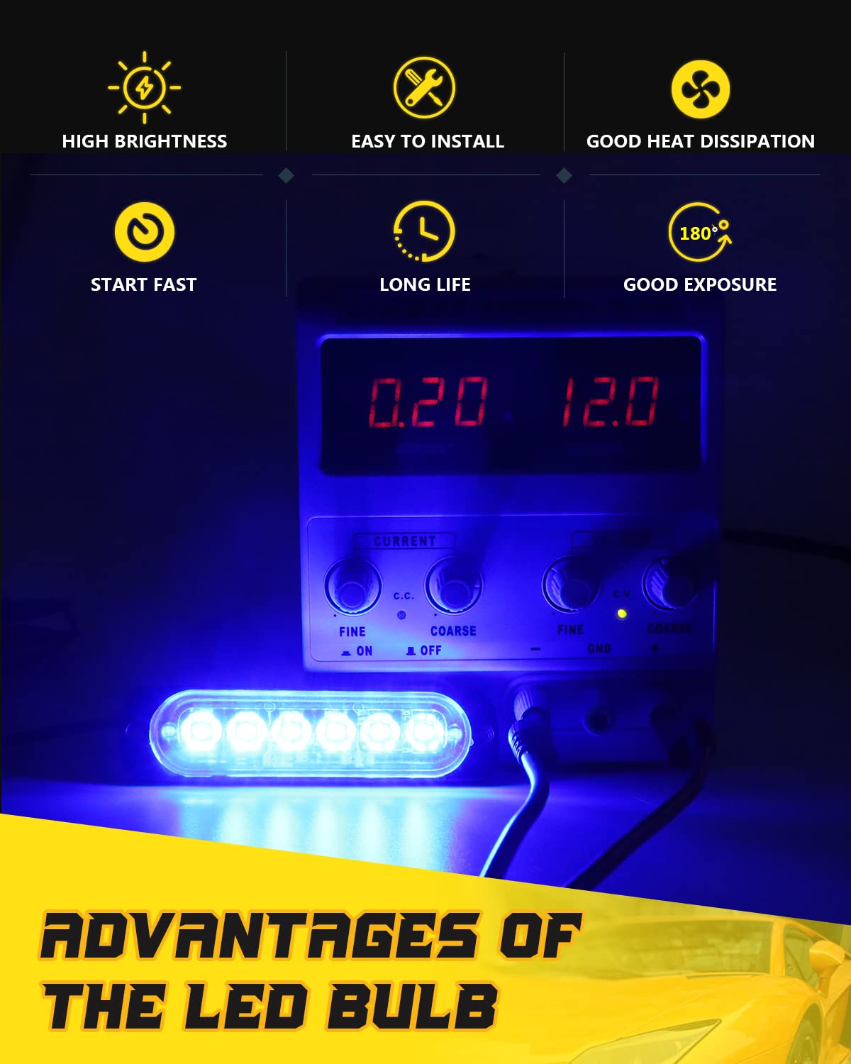 DEFVNSY - Paquete de 4-6 LED Marcador lateral blanco ámbar 12V-24V DC Marcador lateral de camión de coche Luz indicadora Barra de luz Luz de separación Luces estroboscópicas para remolque
