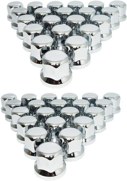 Promolink Tapacubos de rueda para camiones, 32 mm, 32 mm, cromados, protección adicional, compatible con Alcoa, robustos tapacubos para tuercas de rueda de camiones en tamaño 32 mm