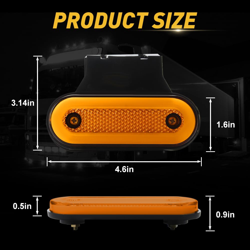 Teguangmei 10PCS LED Luces de Posición Lateral con Soporte 12-24V Posición Lateral 20 LED Luz de Advertencia Utilizada Para Luces de Marcador de Camión Remolque Caravana (Ámbar)
