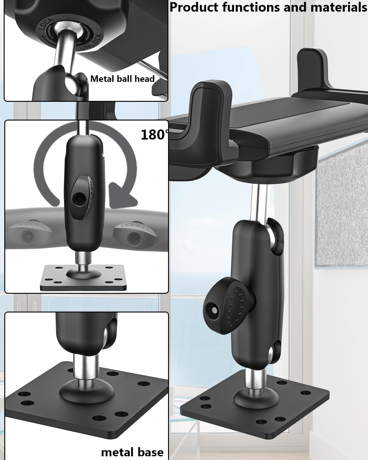 LYFPOOM Car Tablet Holder Metal Surface for iPad, Smartphone, Switch, Sumsung Tab and 4.7-11 inch Devices