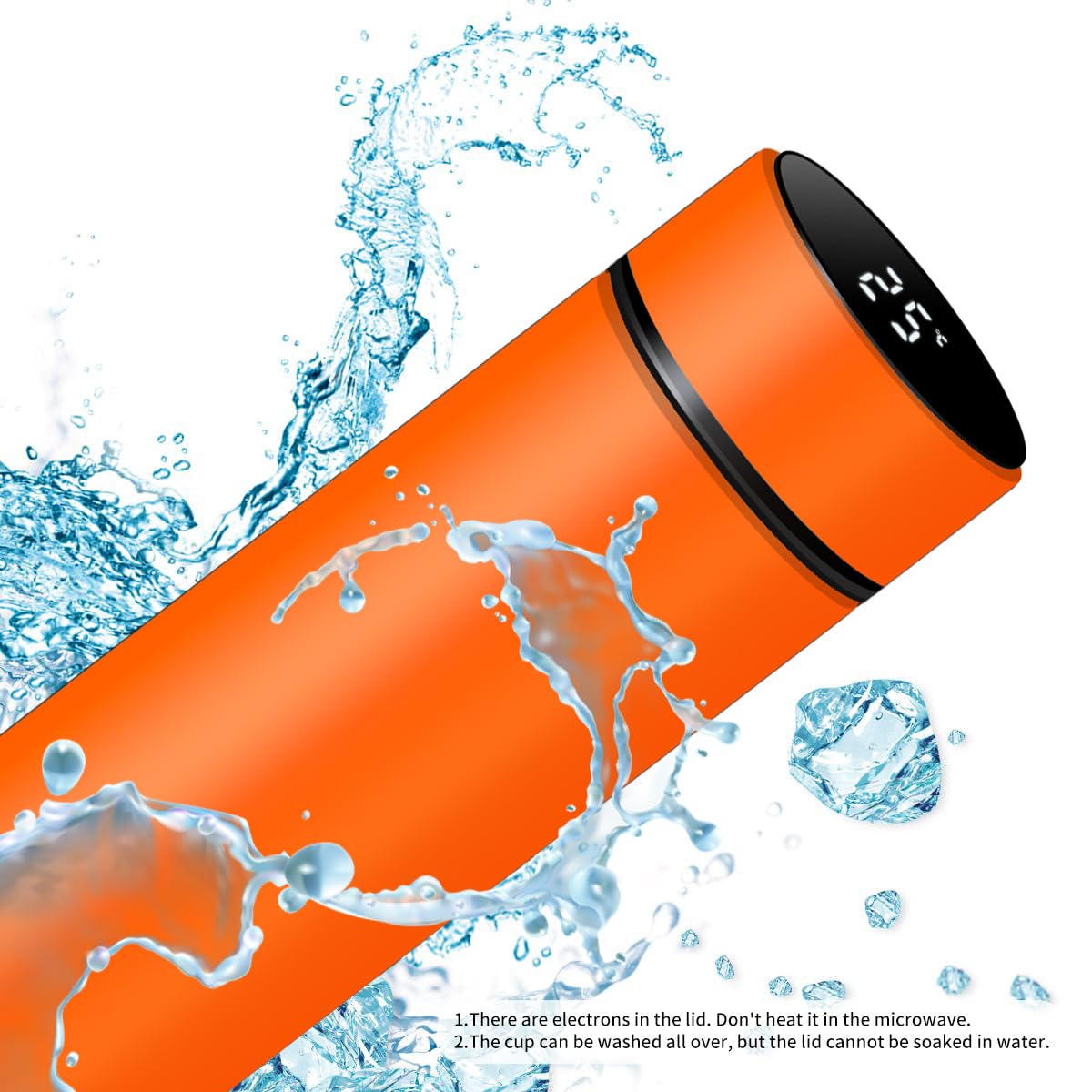 Botella de agua inteligente de acero inoxidable, termo, taza de viaje con pantalla táctil LCD inteligente, mantiene caliente o frío, portátil, para té, café, vacío, aislamiento al vacío en paredes