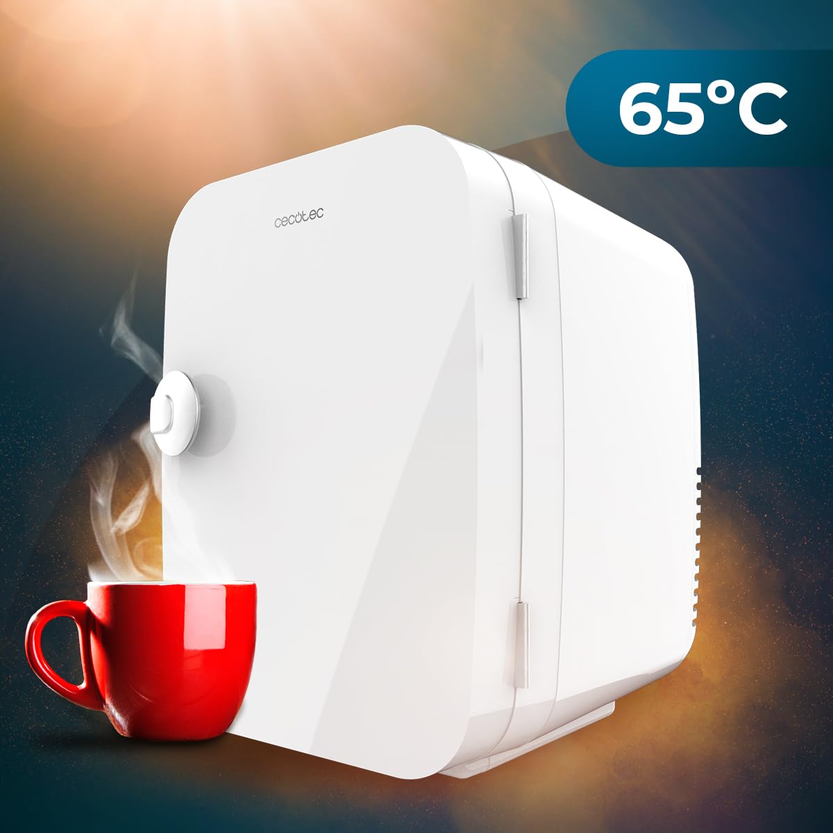 Cecotec Mini Nevera Bolero MiniCooling Río White 4L. Funcionamiento 12V-220V, Compatible coche y caravanas, Función enfriamiento y calentamiento, Rango temperatura 5-65º, Transporte fácil