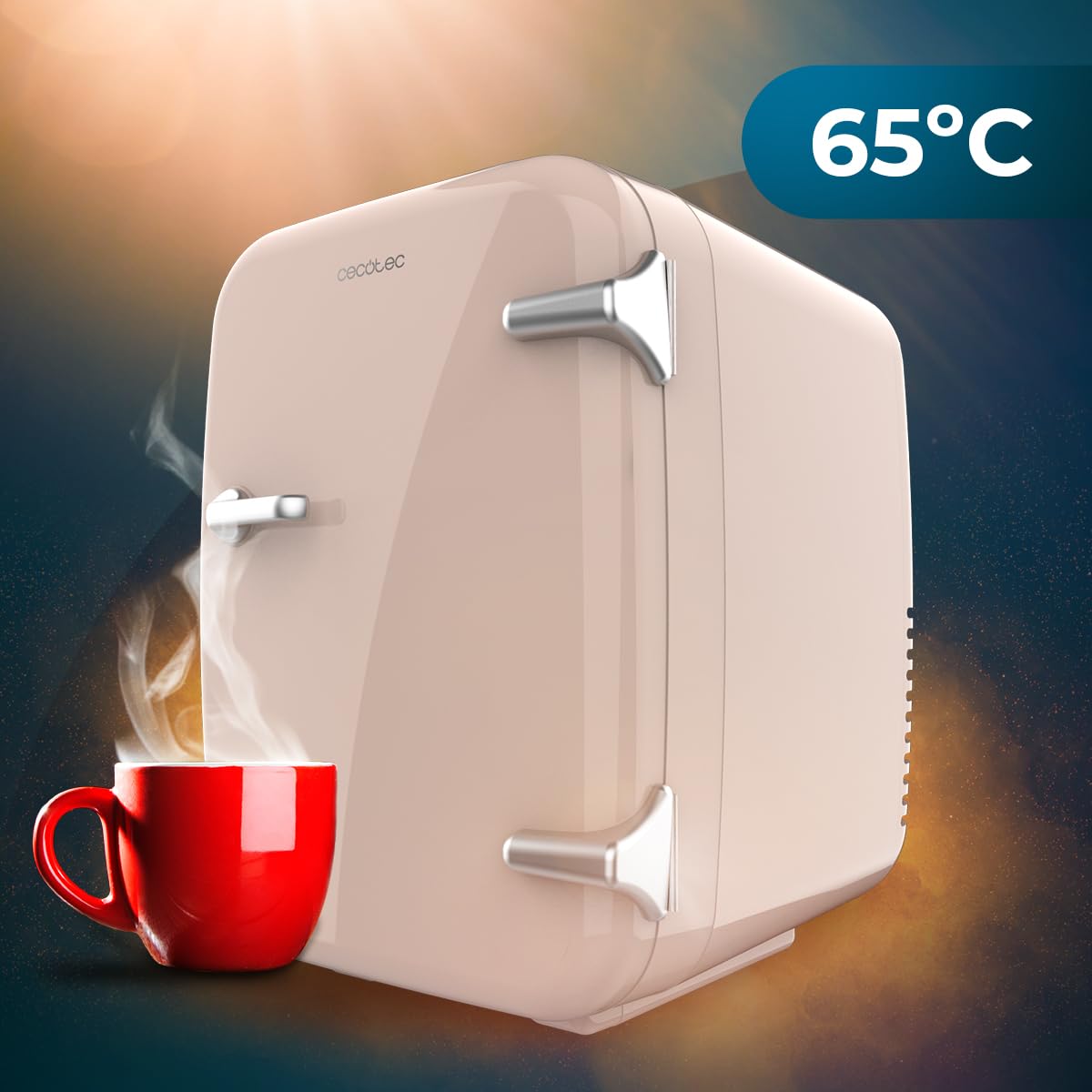 Cecotec Mini Nevera Bolero MiniCooling Río White 4L. Funcionamiento 12V-220V, Compatible coche y caravanas, Función enfriamiento y calentamiento, Rango temperatura 5-65º, Transporte fácil