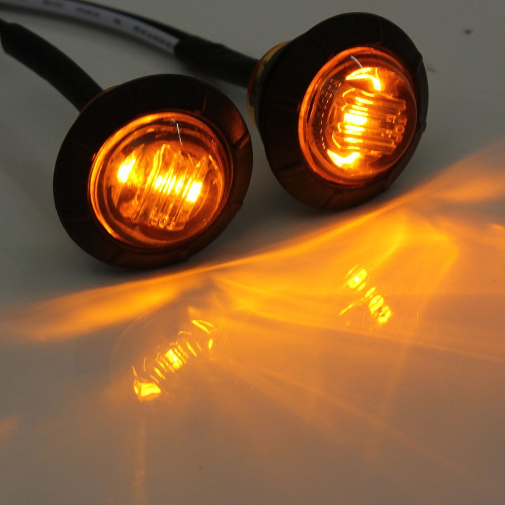 Ricoy - Luz LED redonda de 3/4 pulgadas para marcador delantero y trasero, impermeable, 12 V, para coche o camión (10 Blanco + 10 Amarillo +10 rojo)