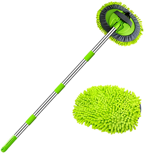 47.5" Cepillo Lavar Coche con Mango Brocha Kit Limpieza Autocaravana Automoviles Vehículos Camiones Camper 2 en 1 Chenille Microfibra Car Wash Brush Accesorios Carro No Dañar Pintura Libre Arañazos