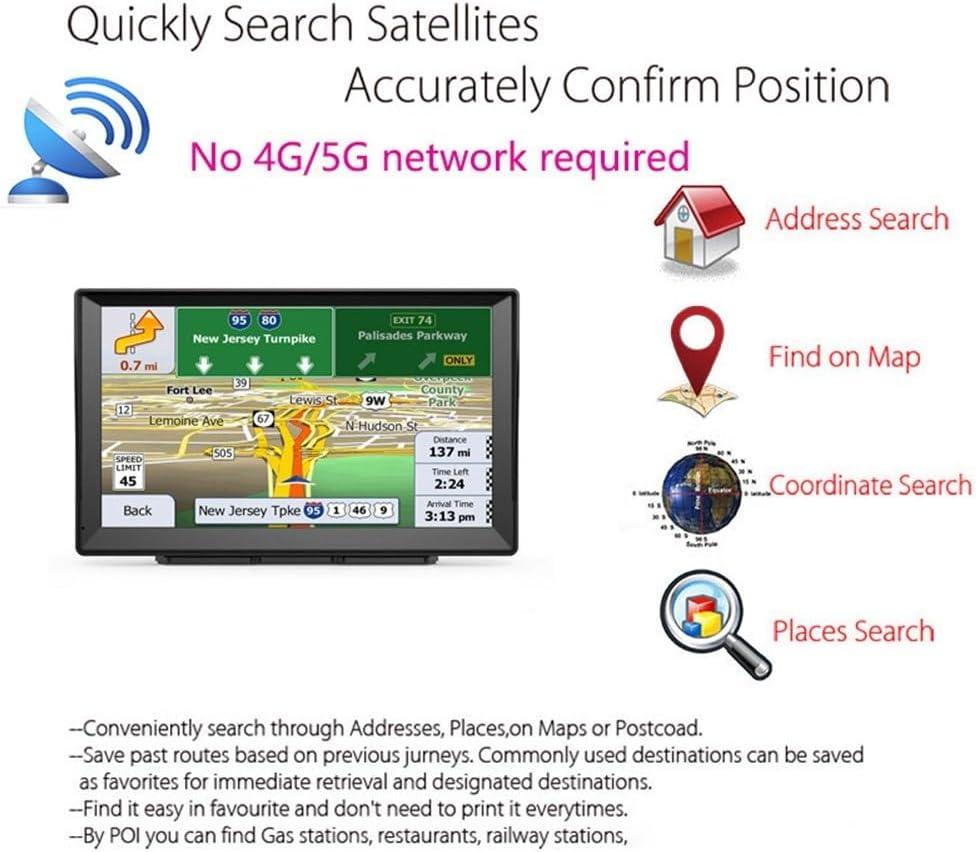 VRTYVEYBB Navegador GPS 9 Pulgadas Camión GPS Conductores Comerciales Para Europa Reino Unido Francia 8G+256M Gran Pantalla Táctil Mapas Offline Actualizaciones de por Vida Guía de Voz Multi-Idioma