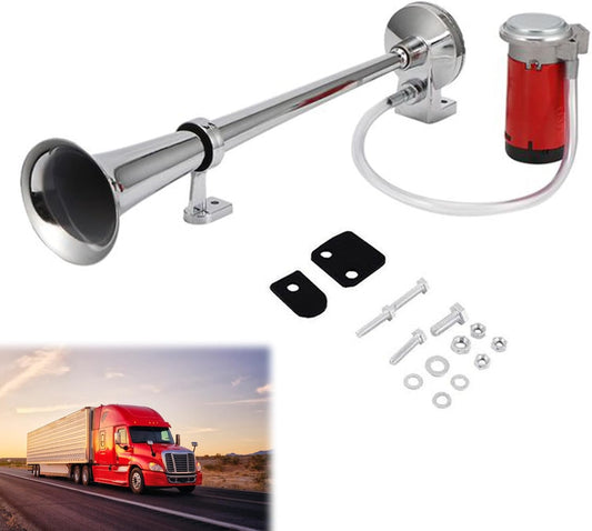 Cerioll Bocina De Camión De 12V 150db, Bocina De Aire Con Kit De Compresor, Air Horn, Universal Loud Horn, Para Camión, Barco, Tren, Barco Etc (Plata)