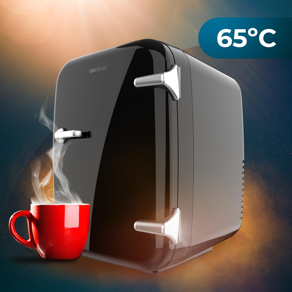 Cecotec Mini Nevera Bolero MiniCooling Río White 4L. Funcionamiento 12V-220V, Compatible coche y caravanas, Función enfriamiento y calentamiento, Rango temperatura 5-65º, Transporte fácil