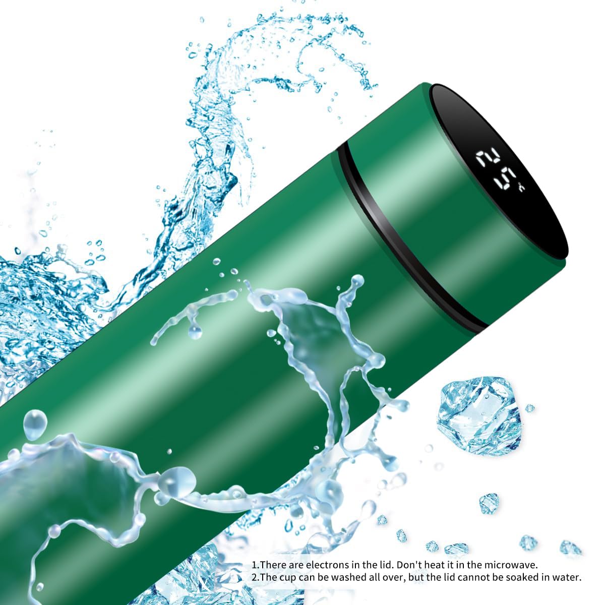 Botella de agua inteligente de acero inoxidable, termo, taza de viaje con pantalla táctil LCD inteligente, mantiene caliente o frío, portátil, para té, café, vacío, aislamiento al vacío en paredes