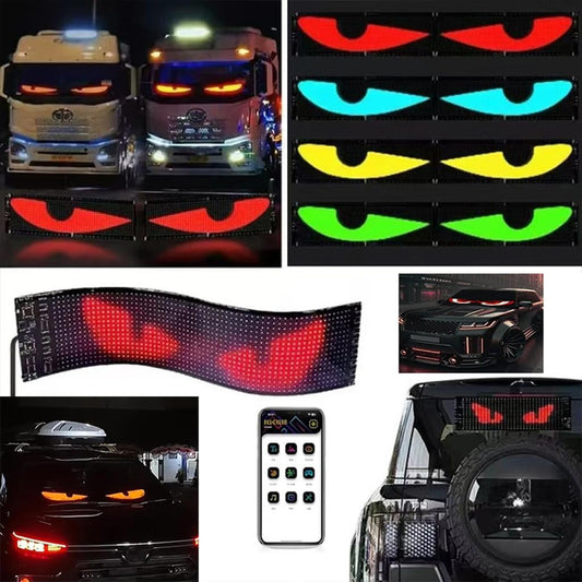 Ojos LED para Camion, Pantalla LED Flexible Coche Programable Grande, Ojos de Diablo para Coche, para Bricolaje, Dinámica, Pantalla Suave(70x173mm)