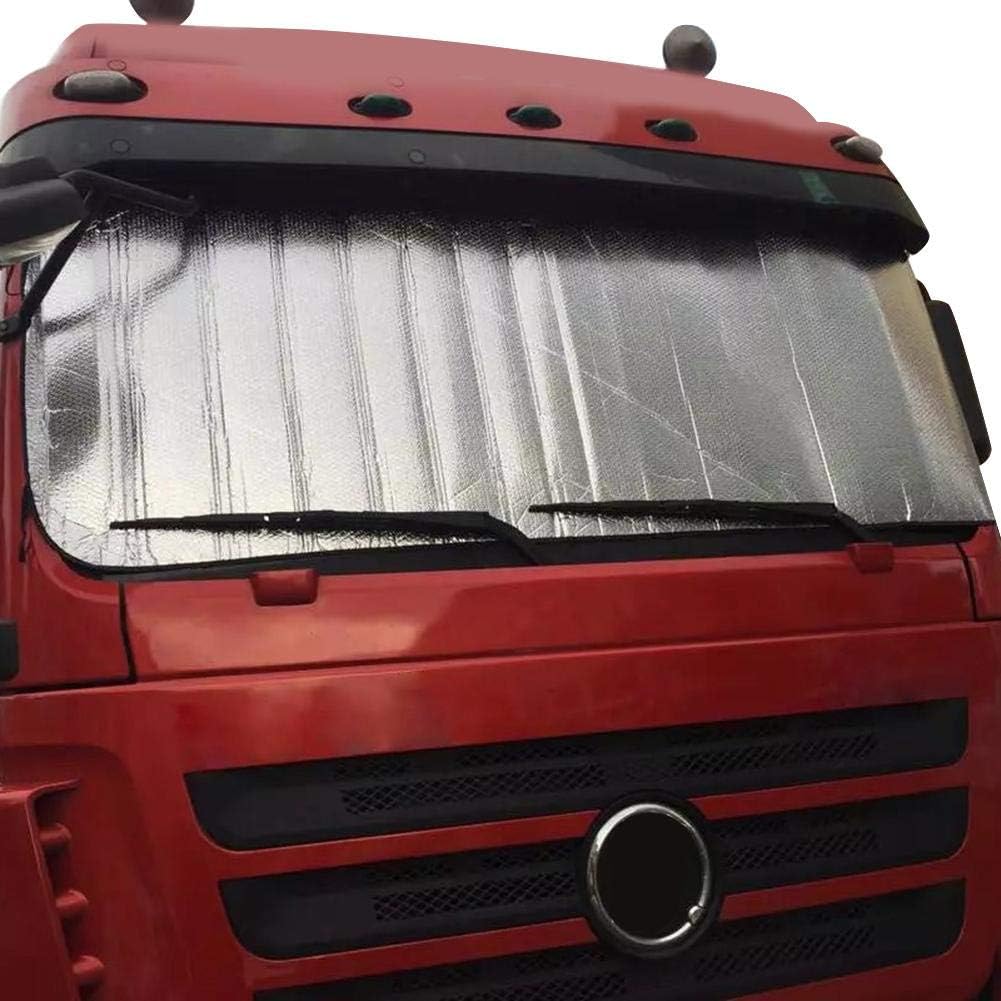 Childlike Sombrilla De Coche De Película Plegable De Aluminio Plateado De Doble Cara Protector De La Cubierta del Parabrisas Delantero Automático para Camión/Automóvil/Autobús - 220 X 70 cm