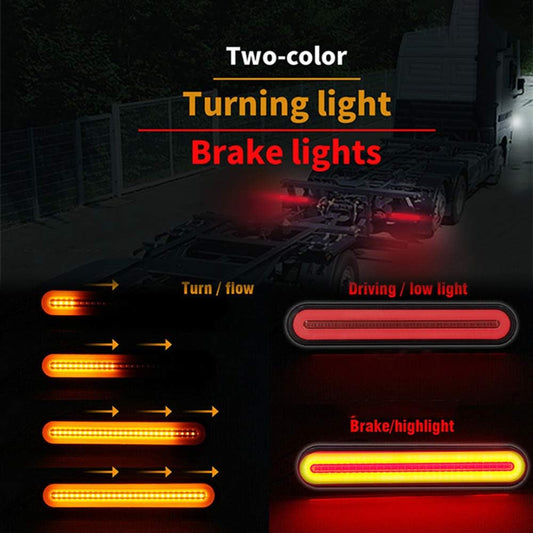 GSRECY Amarillo y rojo 100 LED Detener dinámico Fluir Señal de giro Freno Luz trasera Luz trasera Trailer Camión Camión (Paquete de 2)