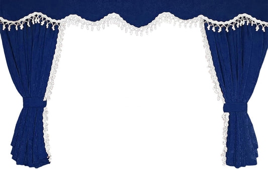 Cortinas para camión, 5 unidades, color azul con borlas blancas