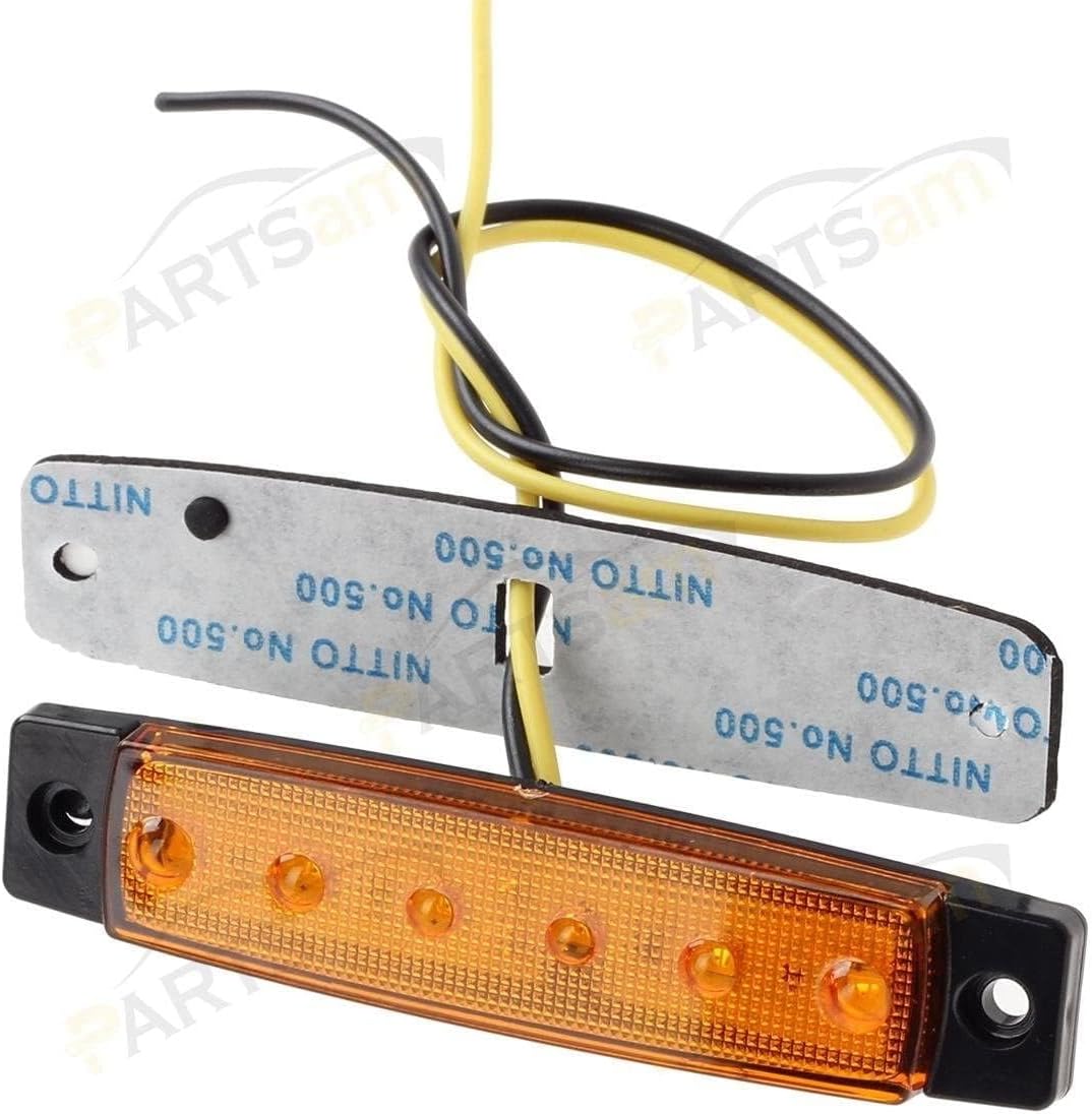 YUK 10 luces LED laterales de,6 luces LED para señalización de remolque, para camiones, luz de marcador, ámbar, luz de marcador lateral trasera, luces de señalización de cabina de camión, (amarillo)
