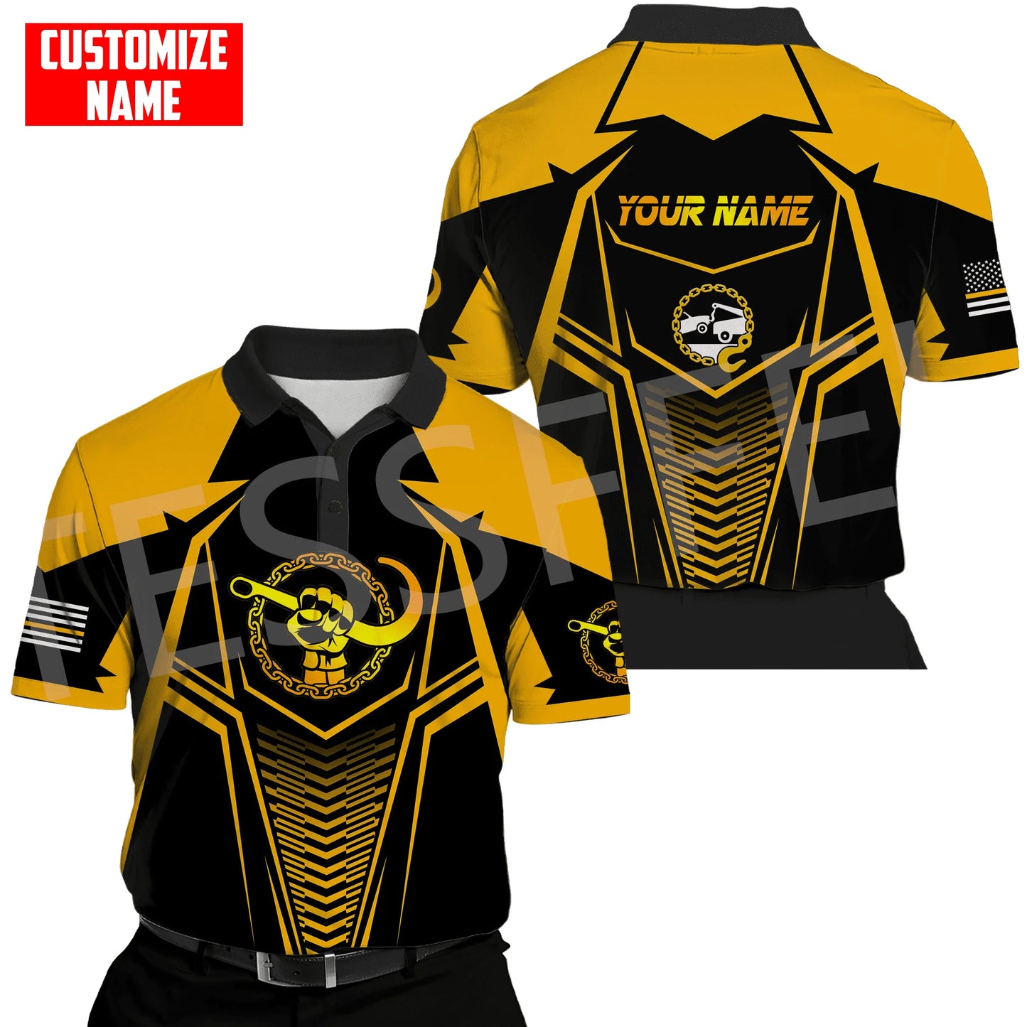 Custom Name Truck Operator Trucker Driver Worker 3DPrint Summer Tattoo Harajuku Polo Shirts Jersey Streetwear Short Sleeves AK3