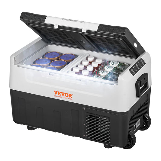 VEVOR Nevera Eléctrica Portátil de 35 L Nevera Portátil para Coche 12/24 V CC 100-240 V CA Nevera de Una Zona para Coche 0,6 kW.h -20 °C a 10 °C Congelador Ajustable para Camión Barco Camping