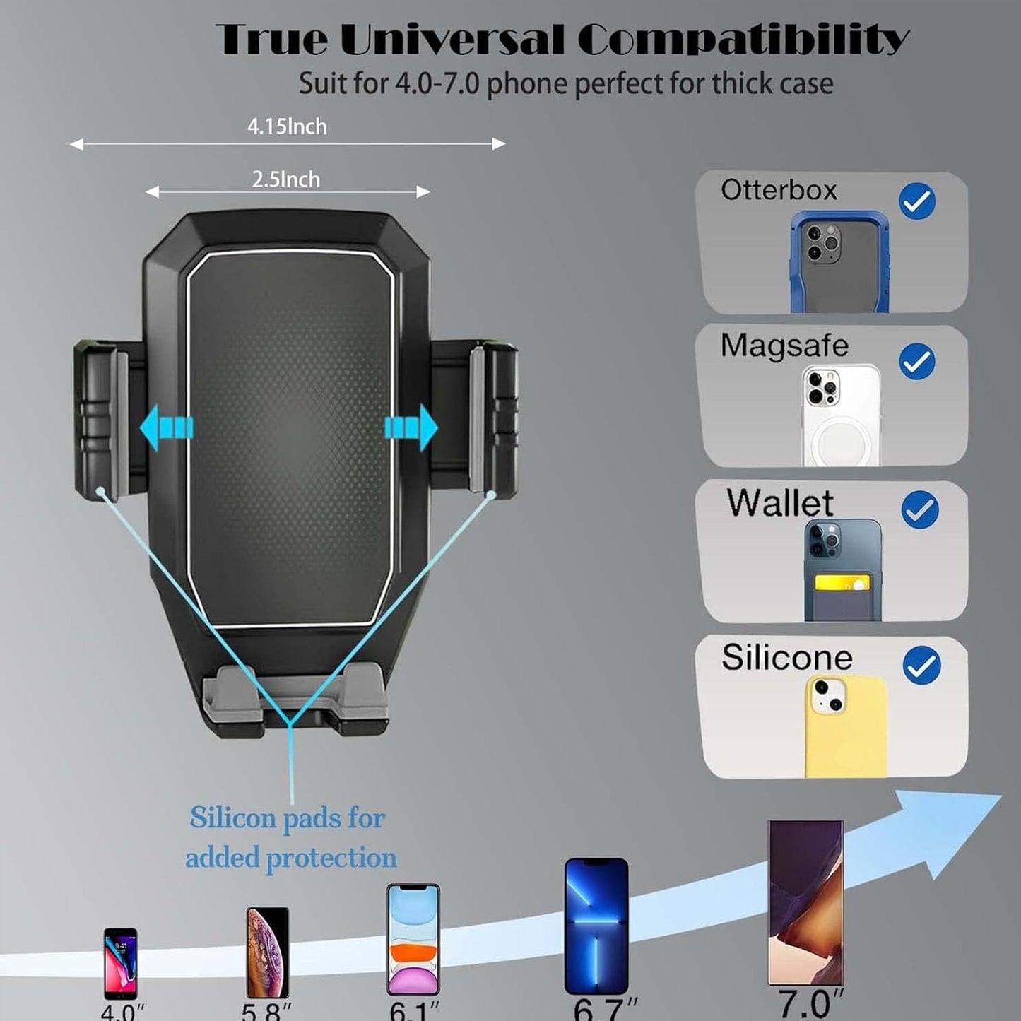 Annadue Soporte para Teléfono para Camión, Soporte para Teléfono para Camión Resistente de Brazo Largo de 16,9 Pulgadas, Soporte para Teléfono para Parabrisas de Tablero. Negro