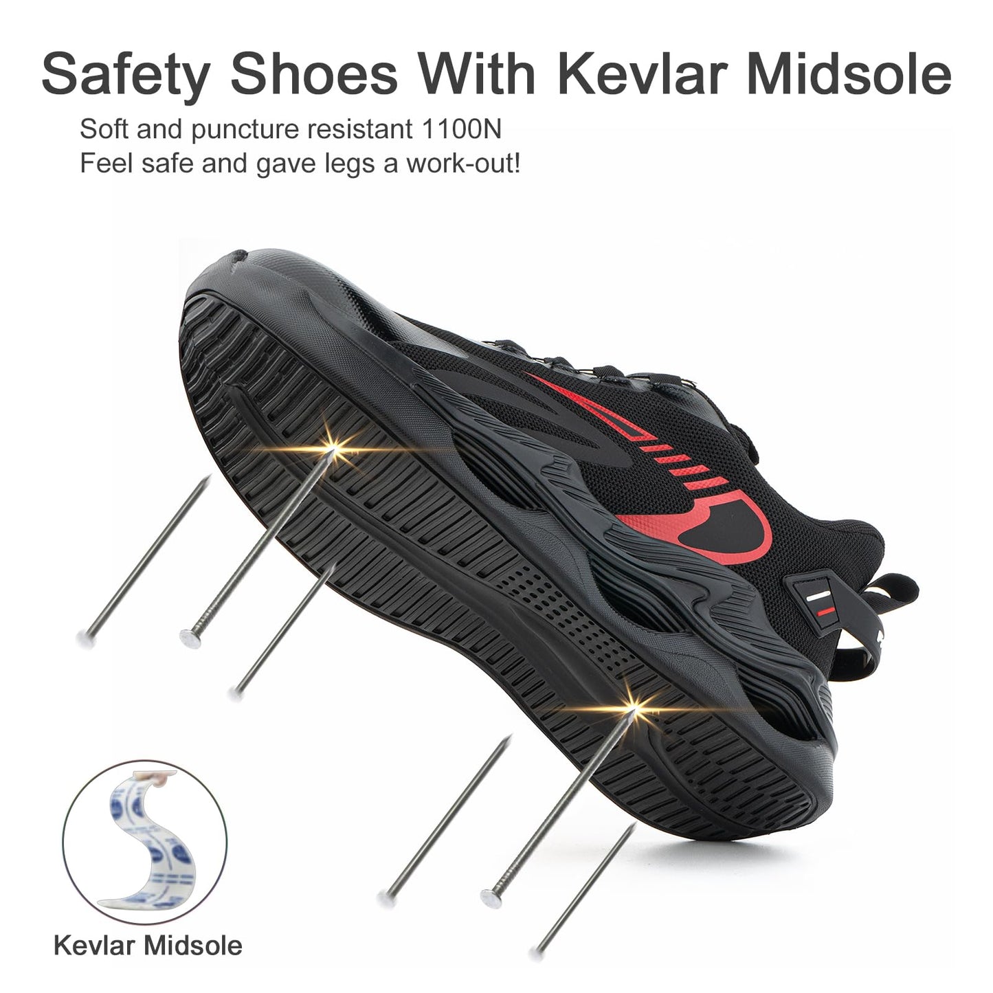 Loiston Zapatos de Seguridad para Hombre Zapatillas de Seguridad Calzado de Seguridad Mujer Puntera de Acero Zapatos de Trabajo Ligeras Deportivas para Hombre