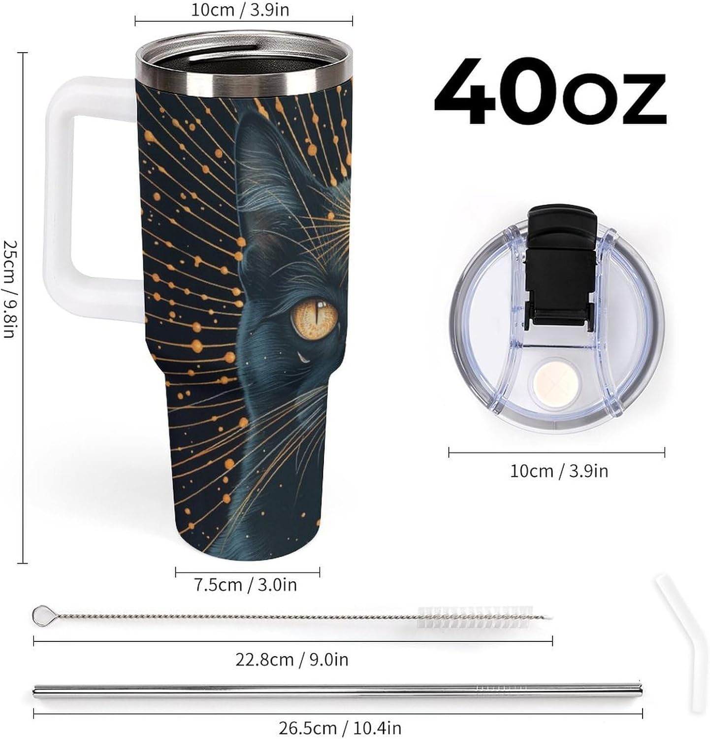 Gattino Termo De Café Para Llevar - Diseño Aislante Con Tapadera A Prueba De Fugas - Ideal Para Mantener Bebidas Calientes 40oz