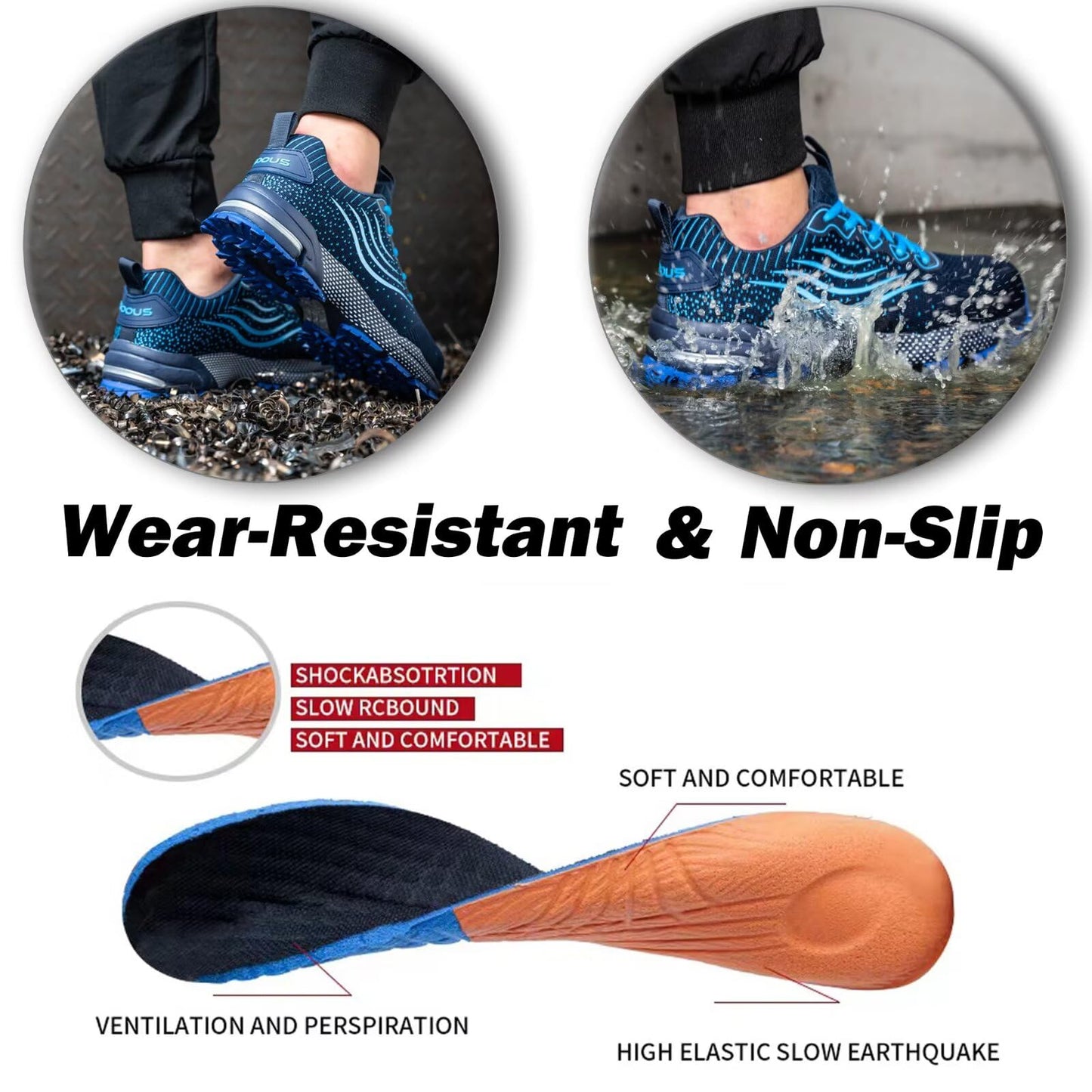 ISOOUS Zapatos de Seguridad Hombre Mujer Calzado de Trabajo Comodo Ligeros con Punta de Acero Transpirable Anti-pinchazos