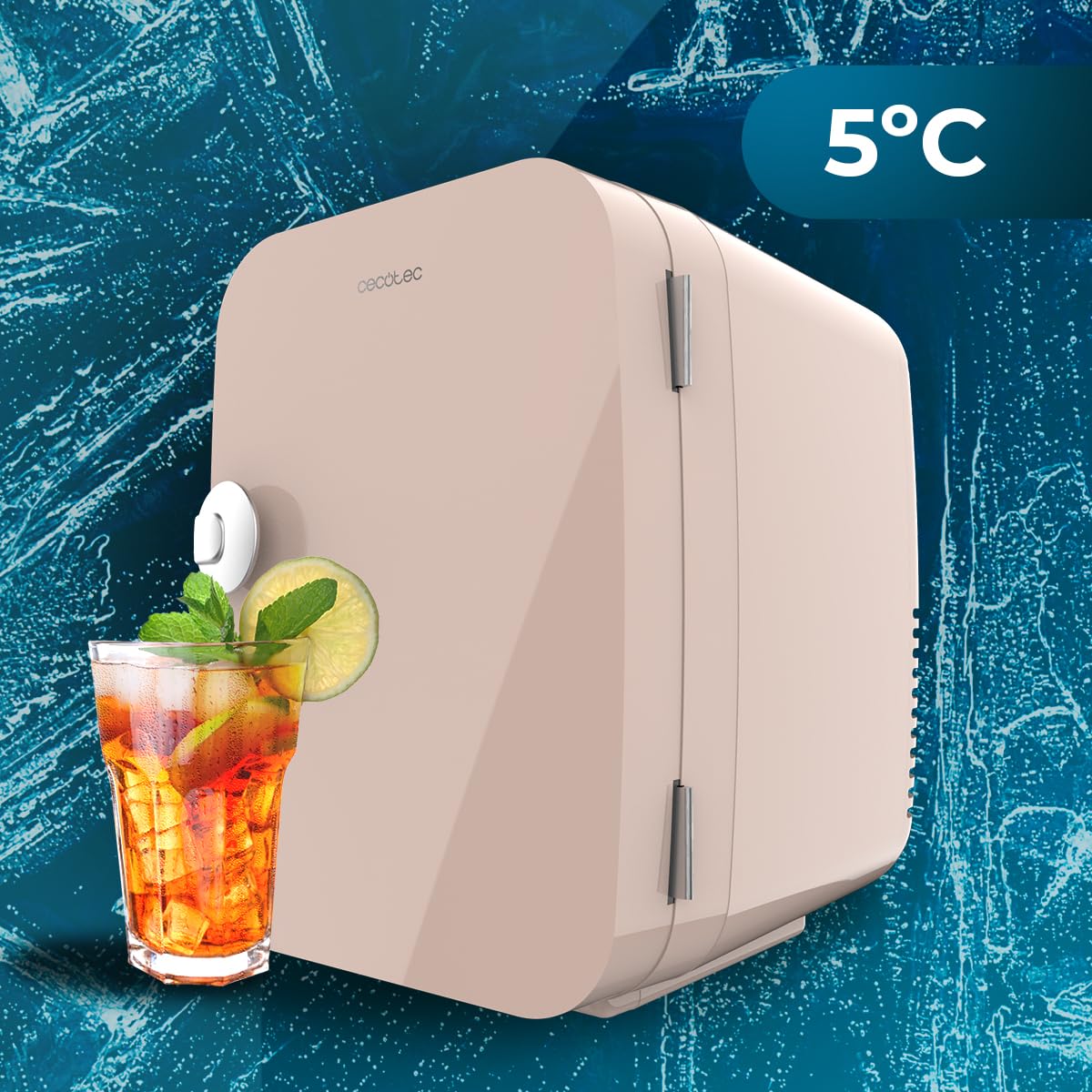 Cecotec Mini Nevera Bolero MiniCooling Río White 4L. Funcionamiento 12V-220V, Compatible coche y caravanas, Función enfriamiento y calentamiento, Rango temperatura 5-65º, Transporte fácil