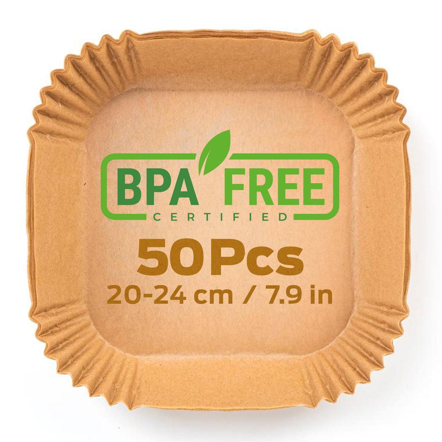 PORTENTUM Papel freidora aire 100 unidades de 20-24 cm Cuadrado. Papel Air Fryer Grado alimenticio BPA free, FDA y LFGB