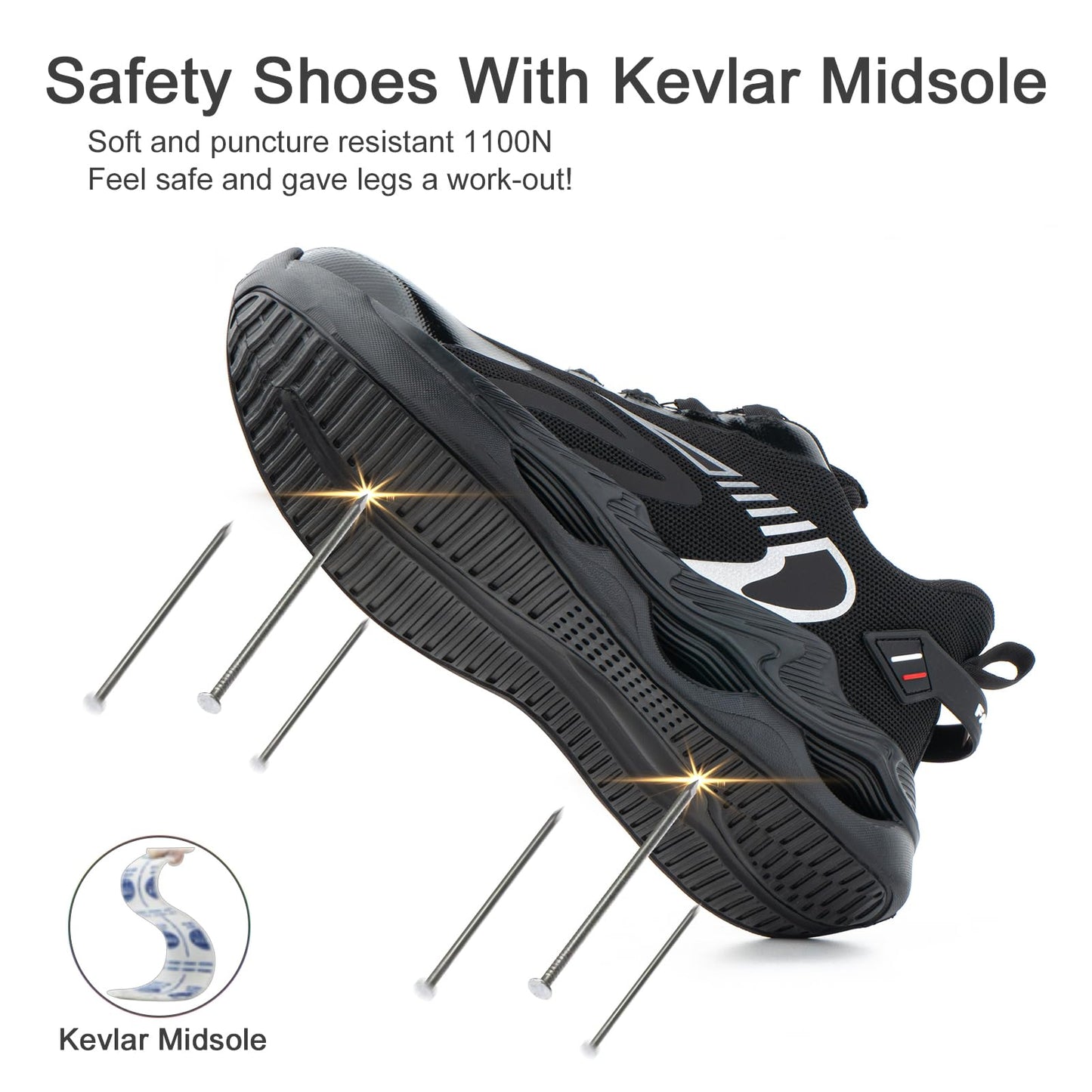 Loiston Zapatos de Seguridad para Hombre Zapatillas de Seguridad Calzado de Seguridad Mujer Puntera de Acero Zapatos de Trabajo Ligeras Deportivas para Hombre